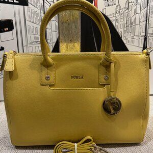Yellow Furla Boston Bag with Removable Shoulder Strap